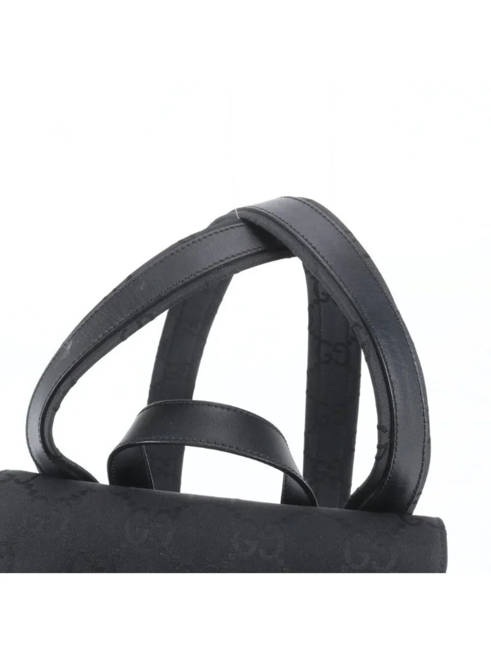 Gucci GG Nylon Leather Backpack Shoulder Bag Black
